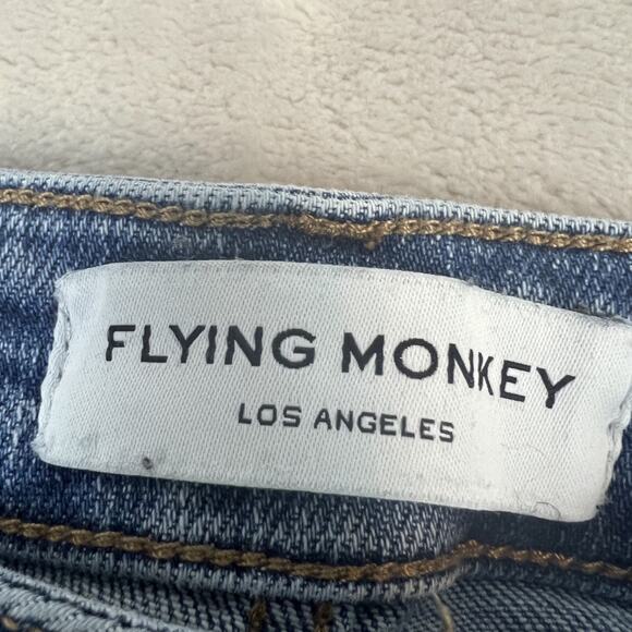Flying Monkey Jeans Womens 26 Blue Denim Distressed High Rise Straight Stretch - Picture 9 of 13